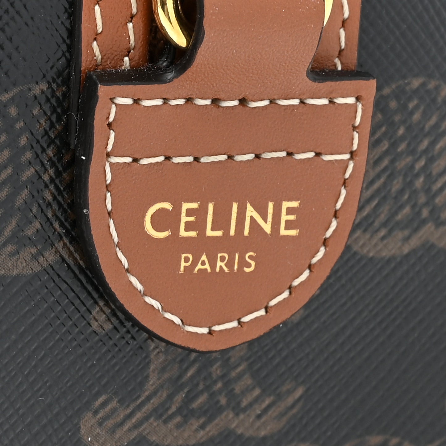 Triomphe Canvas Calfskin Small Boston Bag Tan