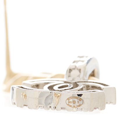 Chanel Metal Crystal CC Chain Drop Earrings Gold 4 of 5