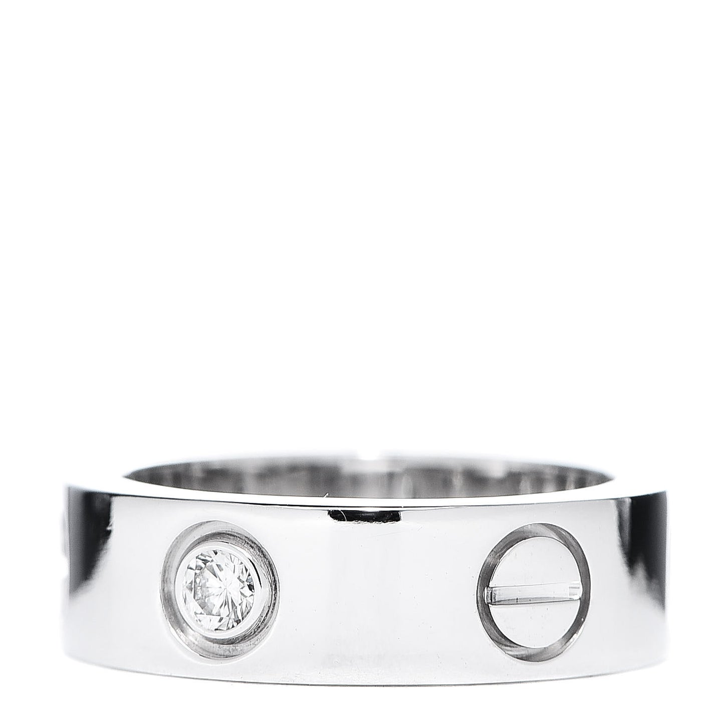 18K White Gold 3 Diamond 5.5mm LOVE Ring 47 4.25