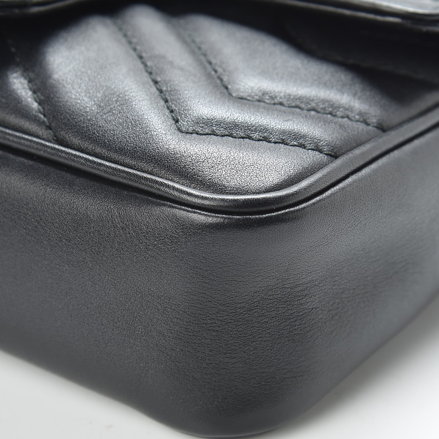 Gucci Calfskin Matelasse Super Mini GG Marmont Shoulder Bag Black 12 of 13