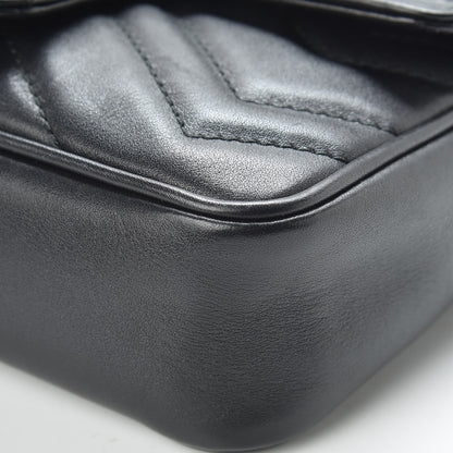Gucci Calfskin Matelasse Super Mini GG Marmont Shoulder Bag Black 12 of 13