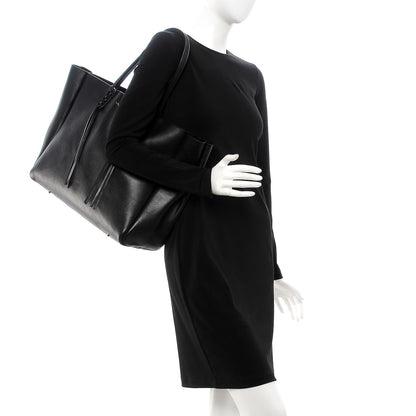 Lanvin Smooth Calfskin Medium Fringe Shopper Tote Black 2 of 9