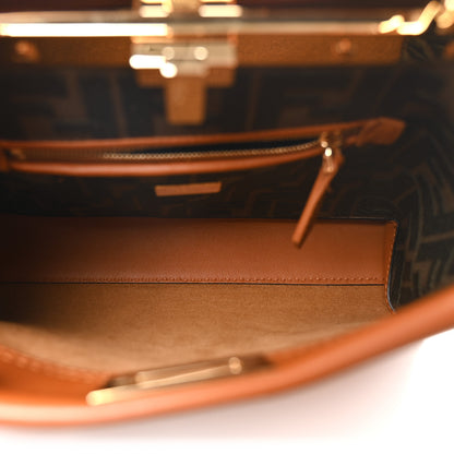 Fendi Vitello Seta Canvas FF Embroidered Mini Peekaboo Iconic Satchel Brandy Amazzonia 5 of 9