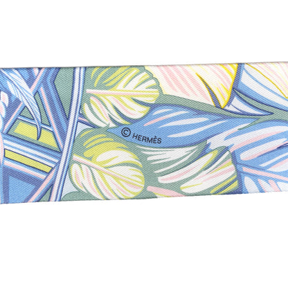 Hermes Silk La Danse Pacifique Twilly Bleu Ciel Vert Rose 3 of 4