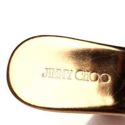 Jimmy Choo Metallic Patent Calfskin Cork Wedge Sandal 38 Bronze 8 of 11