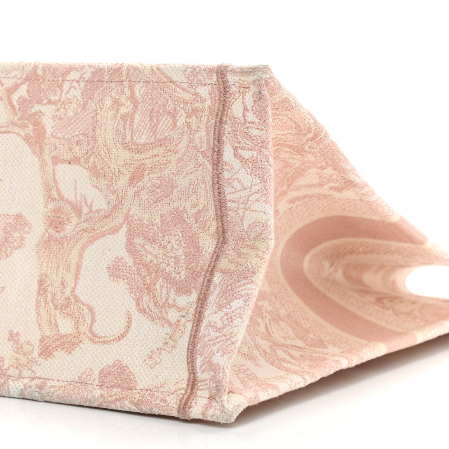 Canvas Toile De Jouy Embroidered Large Book Tote Pink