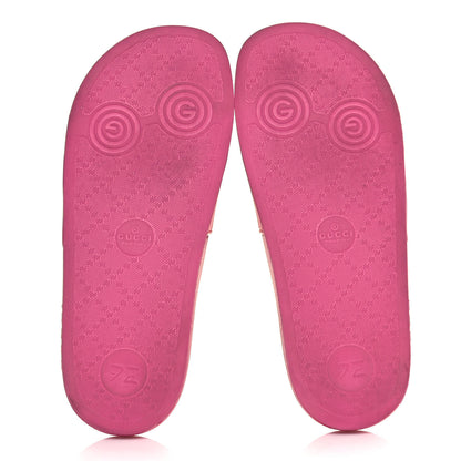 Gucci Rubber Womens Logo Slide Sandals 37 Fuchsia 5 of 8