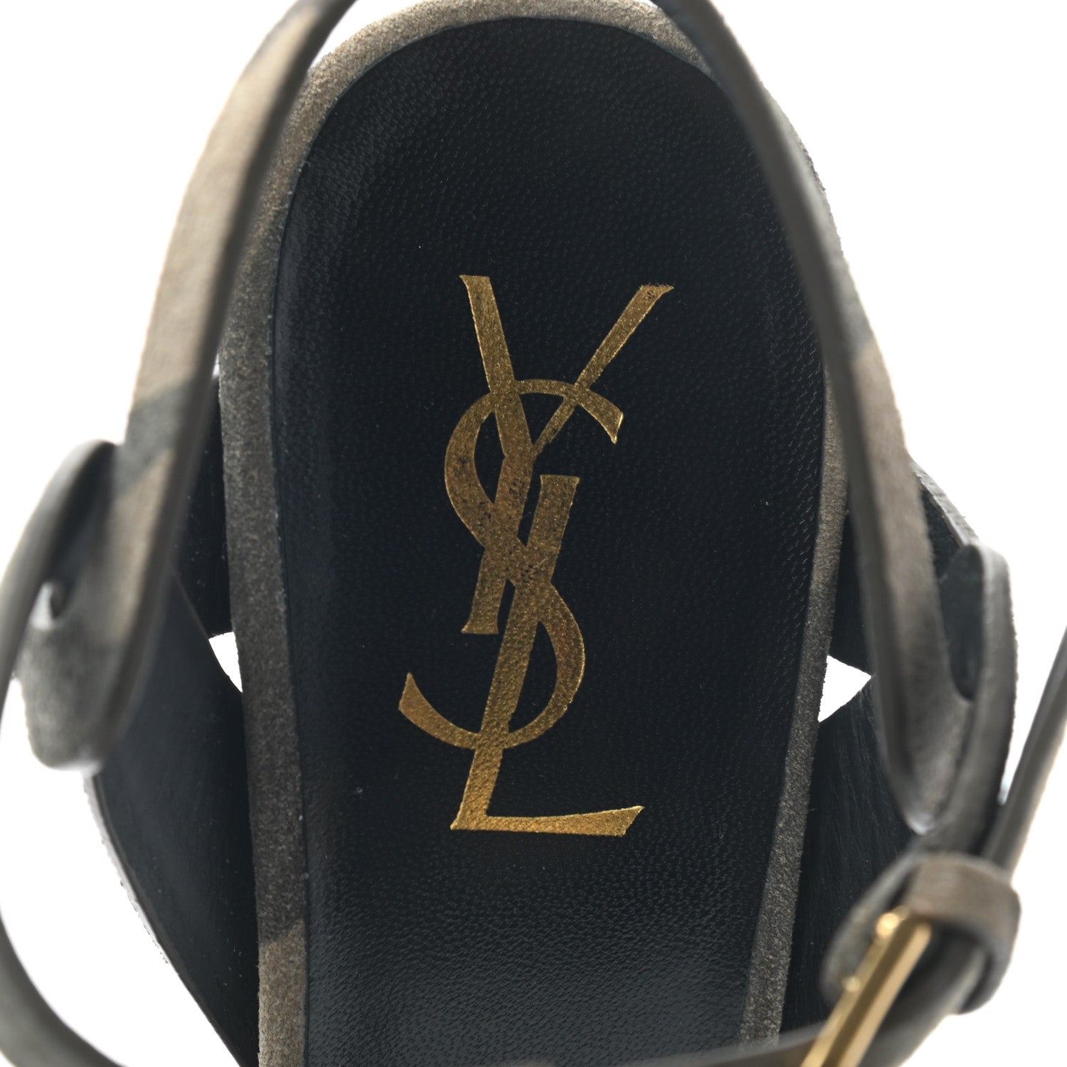Saint Laurent Suede Camouflage Print Tribute 105 Platform Sandals 36 Green 8 of 8