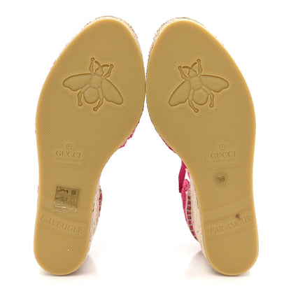 Gucci Cotton Crochet Pearly GG Ankle Wrap Platform Espadrille Wedges 36 Cyclamen Rose 5 of 12