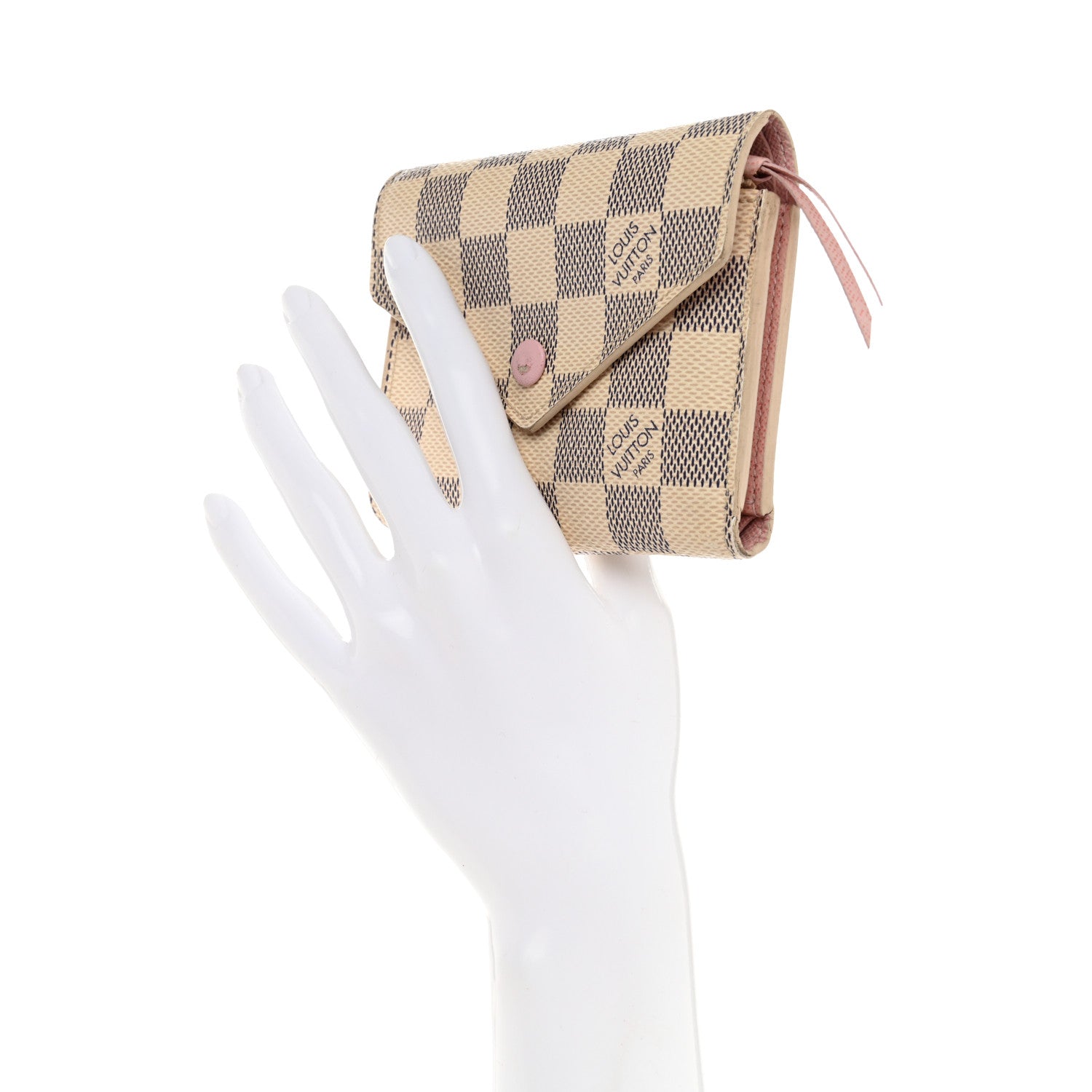 Louis Vuitton Damier Azur Victorine Wallet Rose Ballerine 2 of 15