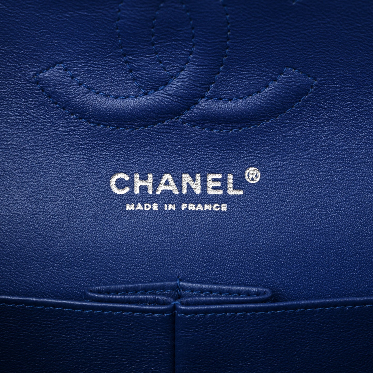Patent Quilted Medium Double Flap Blue