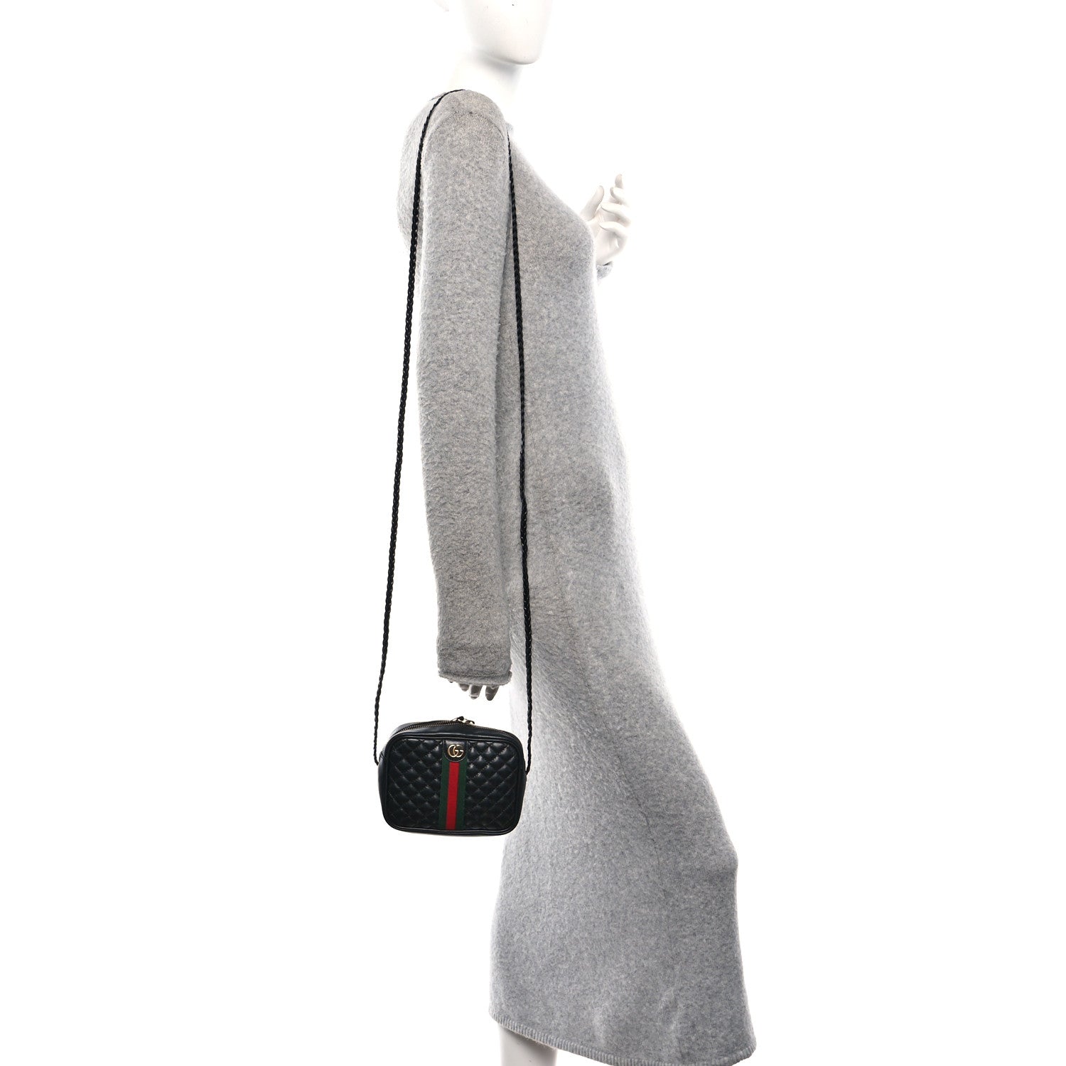 Gucci Calfskin Trapuntata Web Mini GG Shoulder Bag Black 2 of 10
