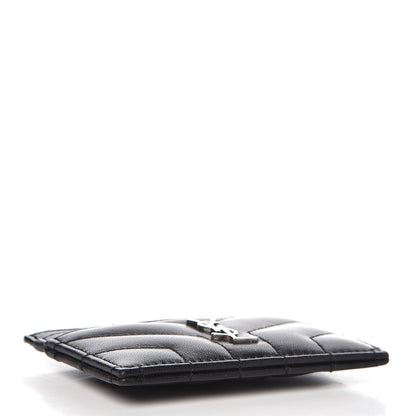 Saint Laurent Calfskin Y Quilted Monogram LouLou Credit Card Case Black 4 of 8