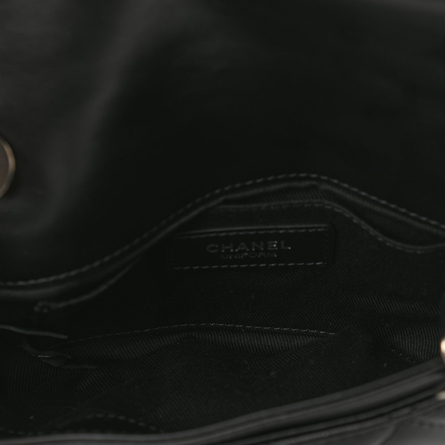 Calfskin Quilted CC Uniform Flap Belt Bag Black