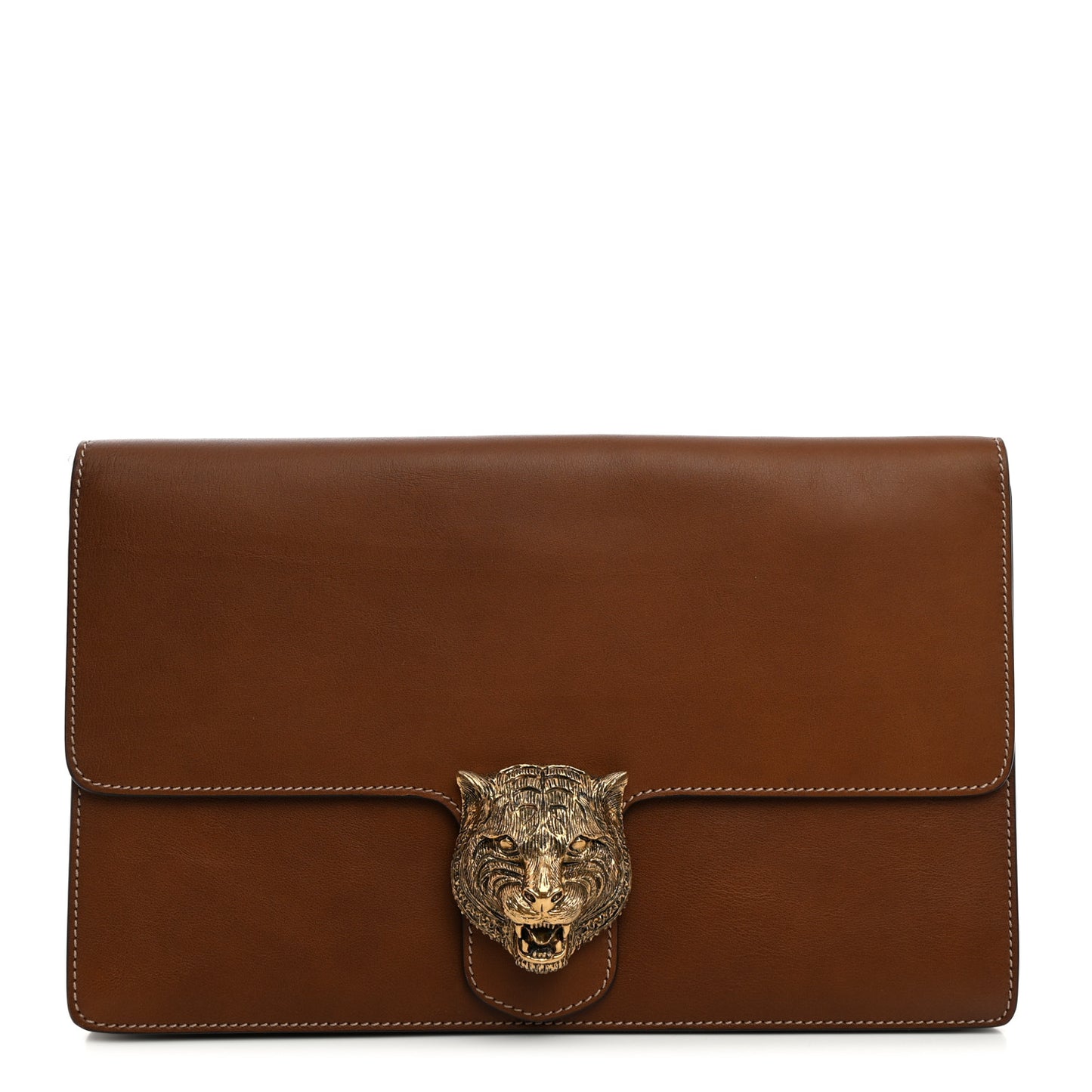 Calfskin Animalier Clutch Brown