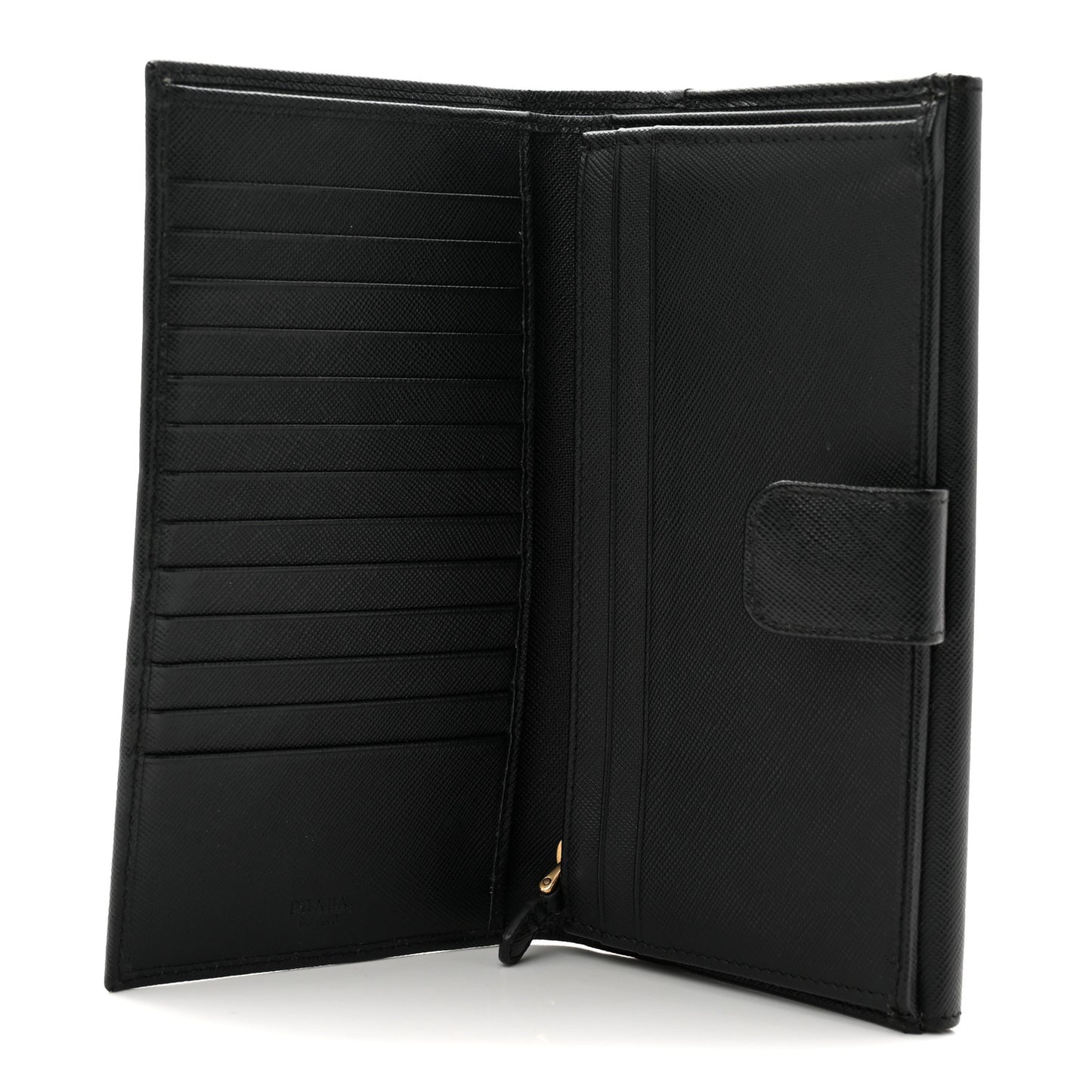 Saffiano Metal Large Flap Wallet Black