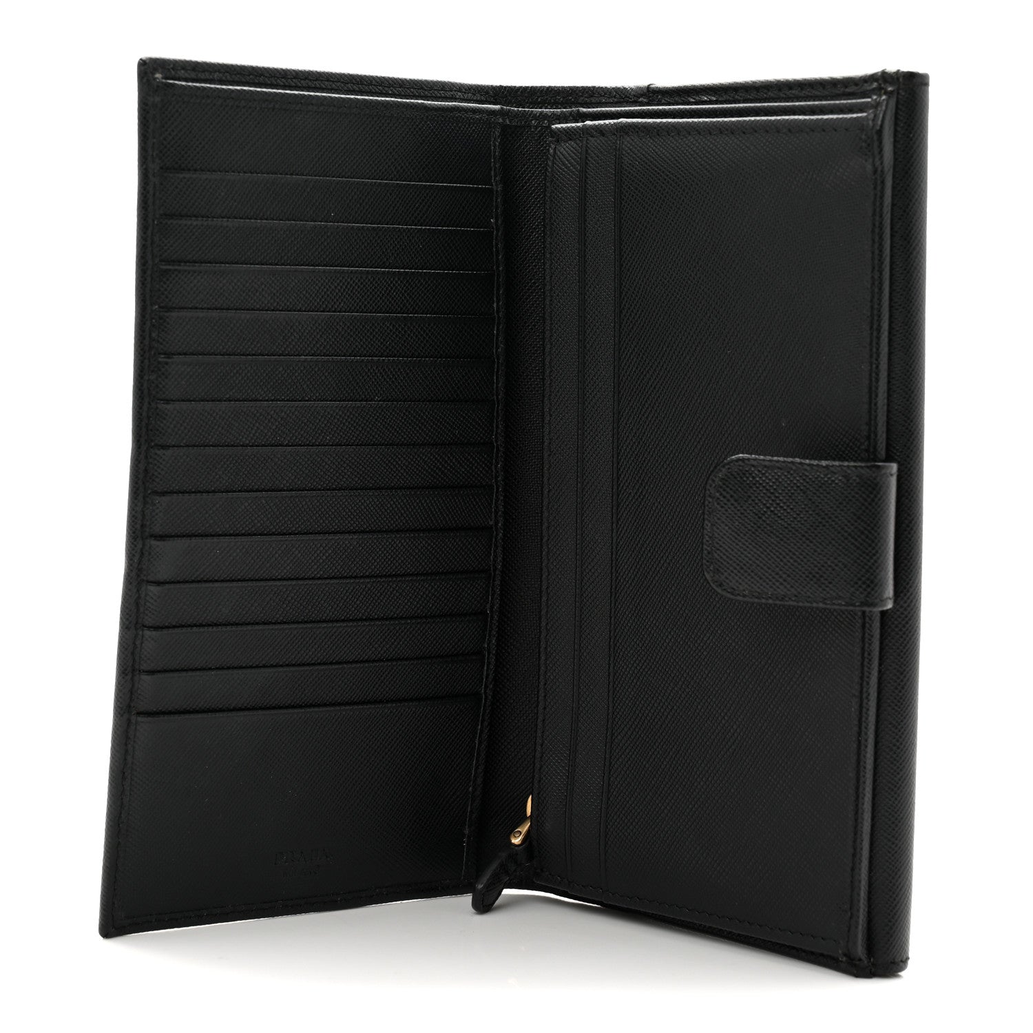 Prada Saffiano Metal Large Flap Wallet Black 5 of 6