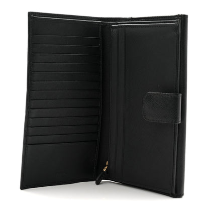 Prada Saffiano Metal Large Flap Wallet Black 5 of 6