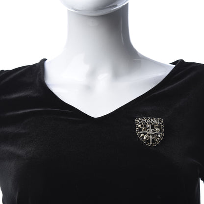 Chanel Lambskin Pearl Strass Sergeant Shield Brooch Gold 2 of 5