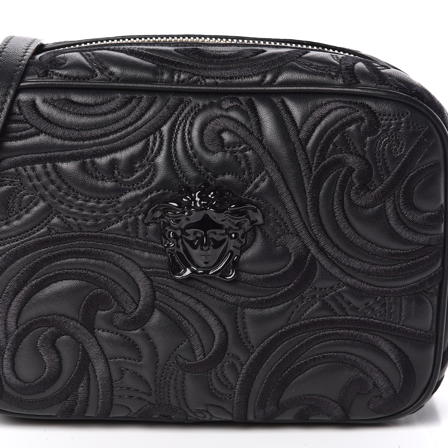 Versace Nappa Embroidered Baroque Palazzo Camera Bag Black 9 of 9