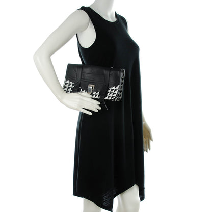 Proenza Schouler Triangle Print Calfskin PS1 Pochette Clutch Black White 2 of 8