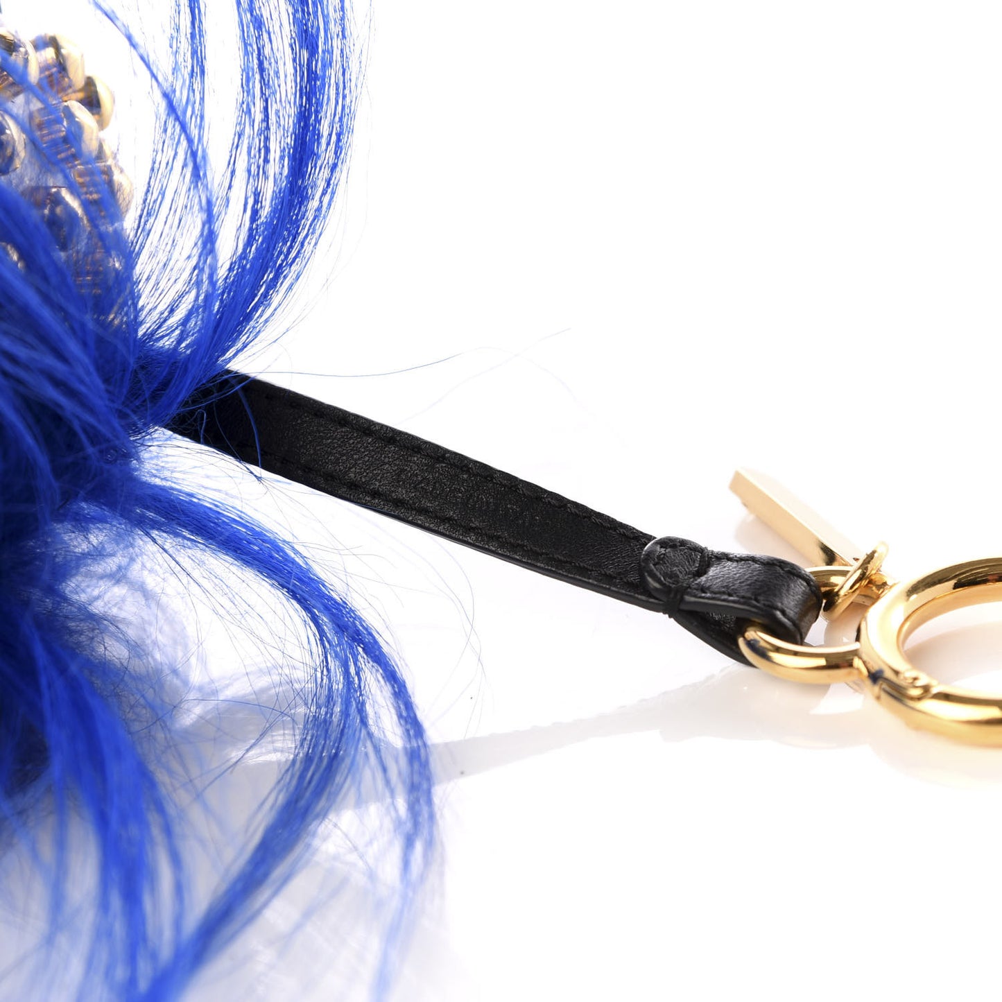 Shiny Nappa Goat Fox Fur Studded Punkito Karlito Bag Charm White Black Blue Neon