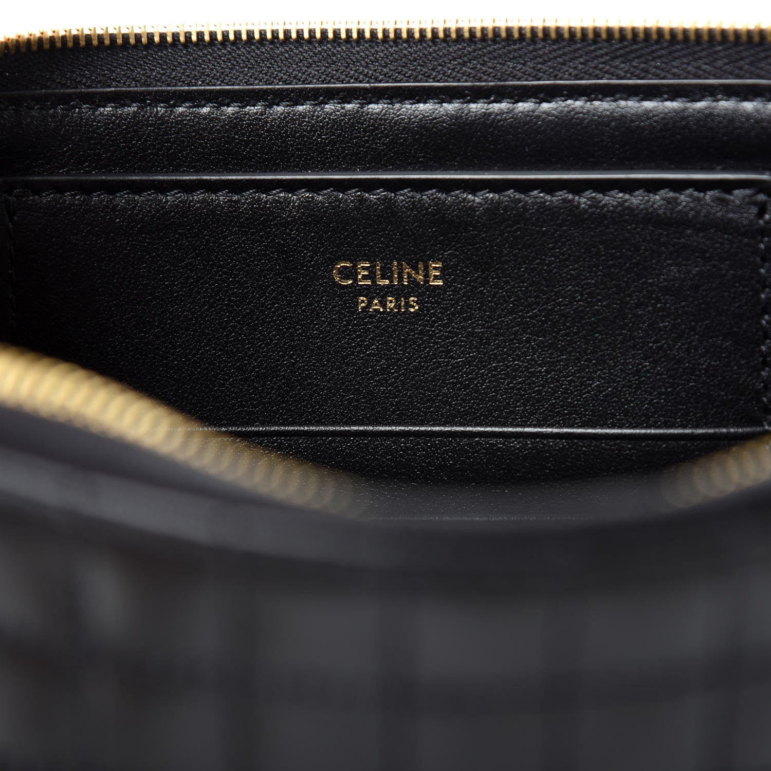 Celine Calfskin Quilted C Charm Pouch Black 6 of 7