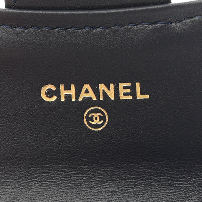 Chanel Denim Quilted Flap Card Holder Wallet Dark Blue Orange 6 of 9