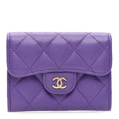 Chanel Caviar Quilted Flap Card Holder Wallet Purple 1 of 7