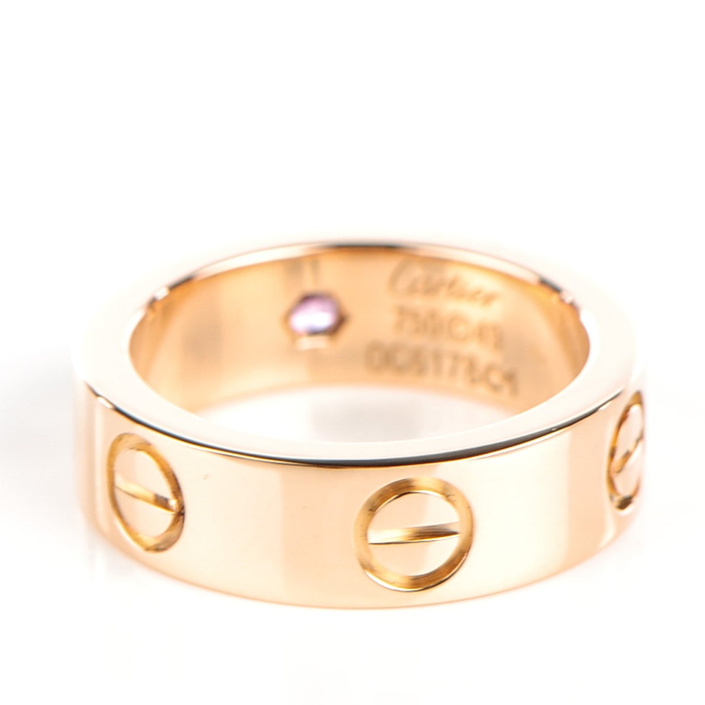 18K Pink Gold Pink Sapphire 5.5mm LOVE Ring 49 4.75