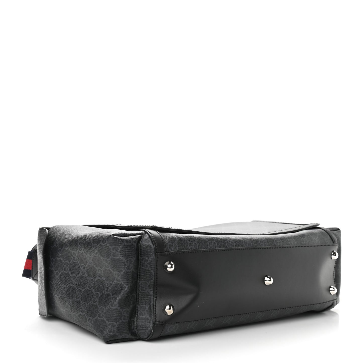 GG Supreme Monogram Web Messenger Diaper Bag Black Grey