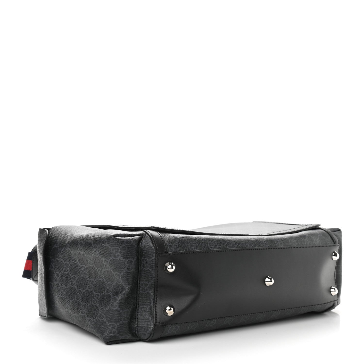 Gucci GG Supreme Monogram Web Messenger Diaper Bag Black Grey 4 of 11