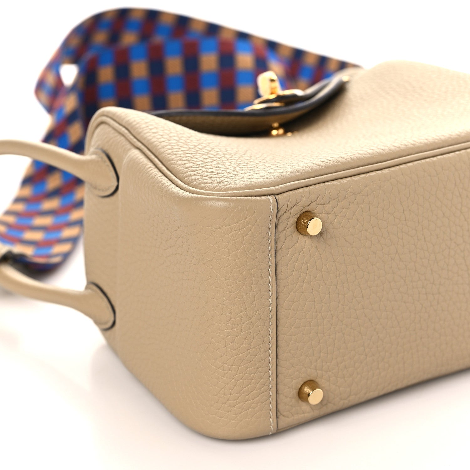 Hermes Taurillon Clemence Maxi Quadrille Mini Lindy 20 Trench Bleu Billard Biscuit 8 of 10