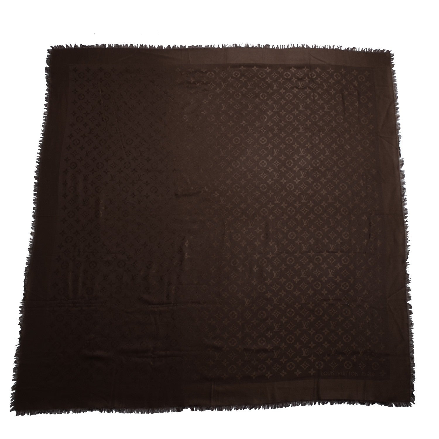 Louis Vuitton Silk Wool Monogram Denim Shawl Chocolate 3 of 5