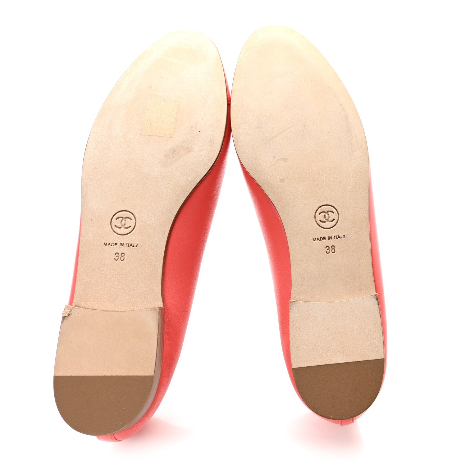 Chanel Lambskin Cap Toe Ballerina Flats 38 Coral 6 of 9