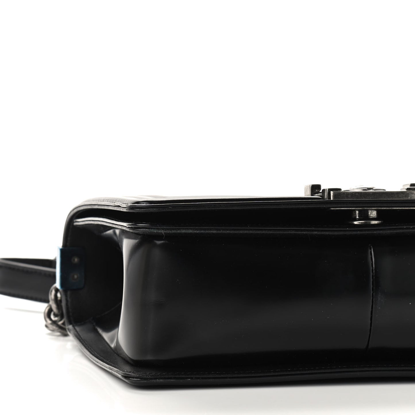 Glazed Calfskin Medium Boy Flap Black