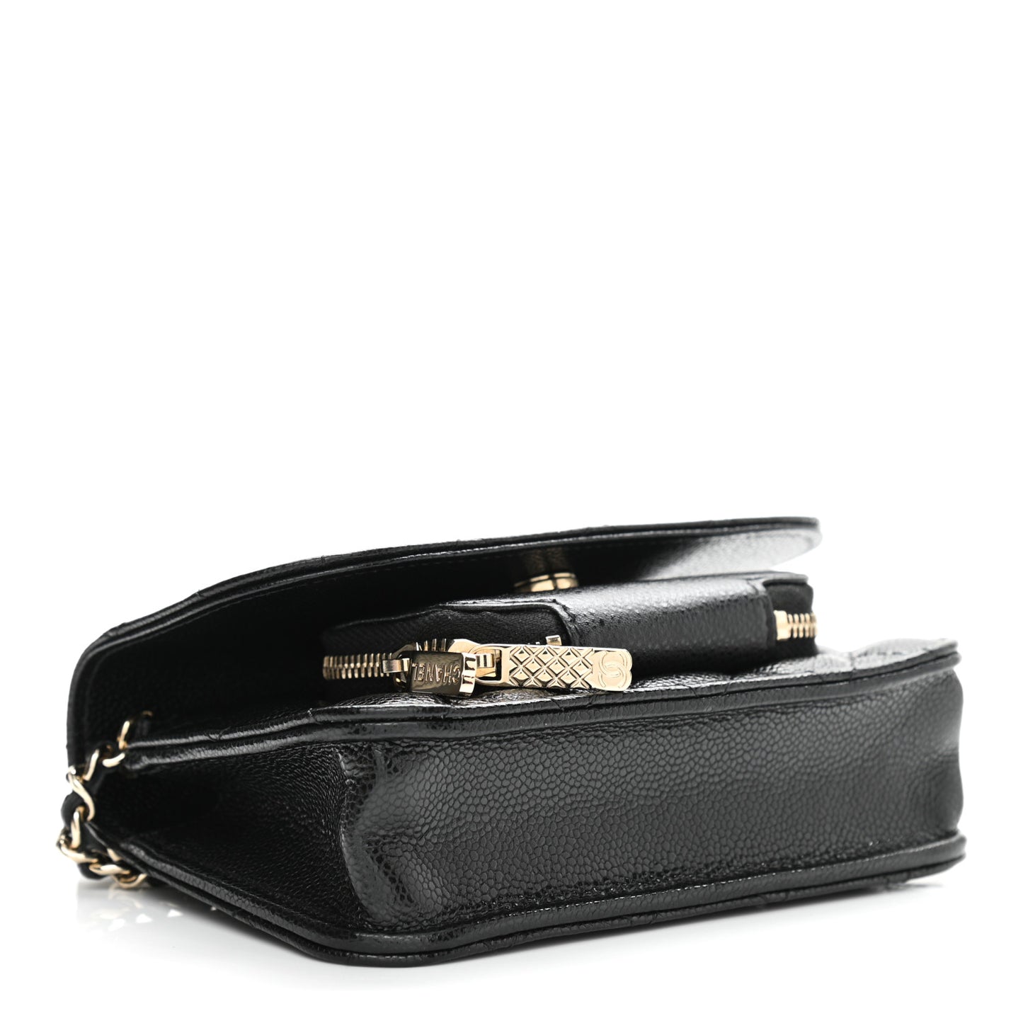 Caviar Quilted Business Affinity Clutch With Chain Black