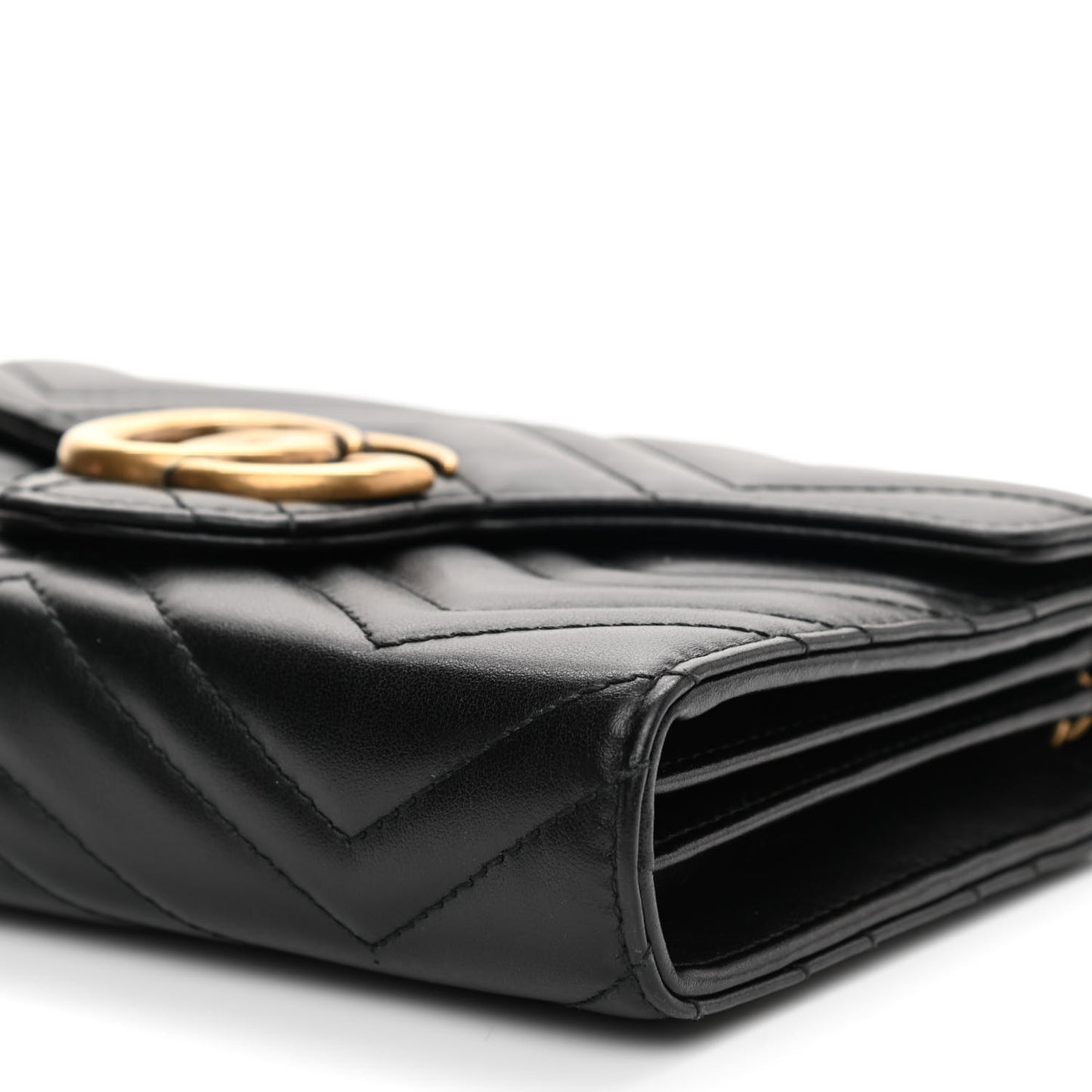 Calfskin Matelasse GG Marmont Chain Wallet Black