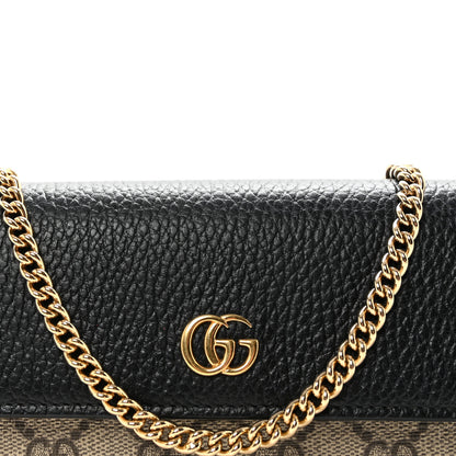 Gucci Dollar Calfskin GG Supreme Monogram Petite GG Marmont Wallet Chain Bag Black Beige Ebony 8 of 10