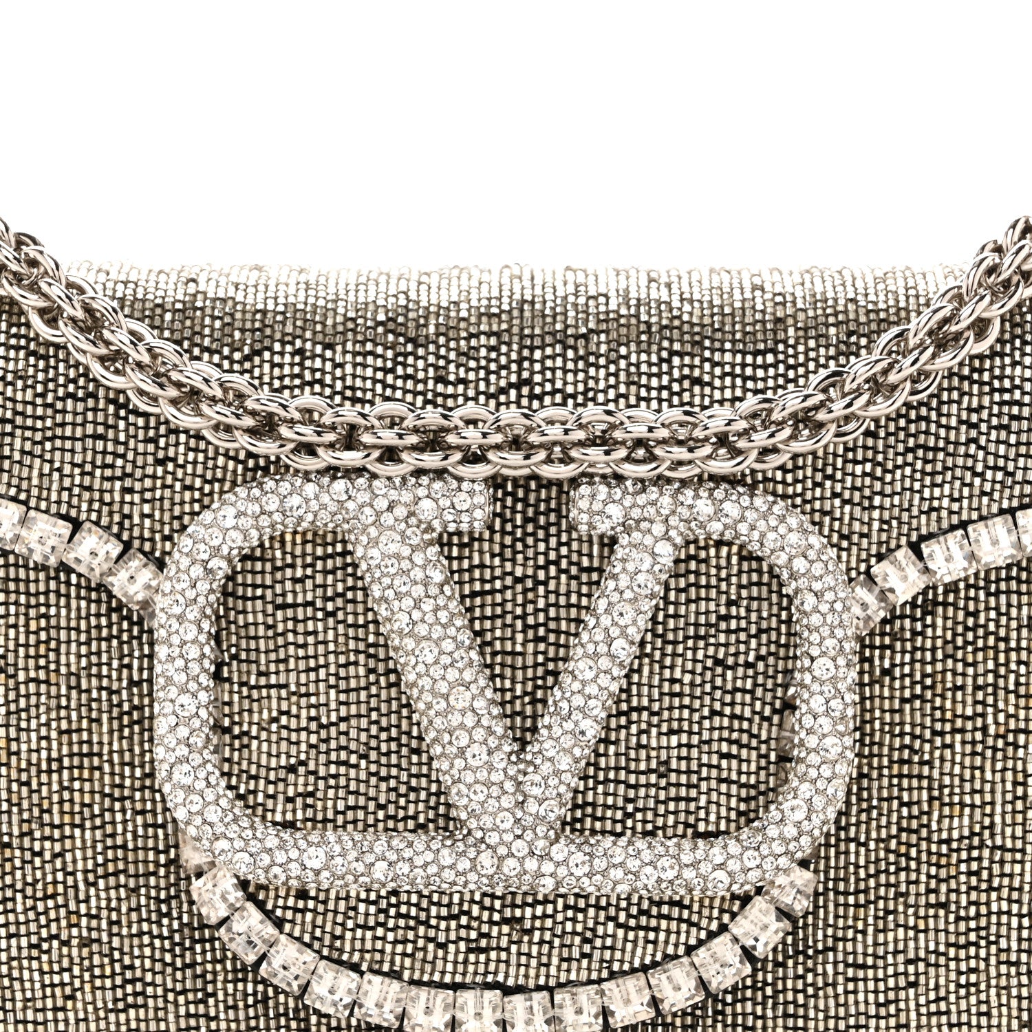 Valentino Garavani Swarovski Crystal Embroidered Vlogo Small Loco Shoulder Bag Crystal Silver 7 of 10