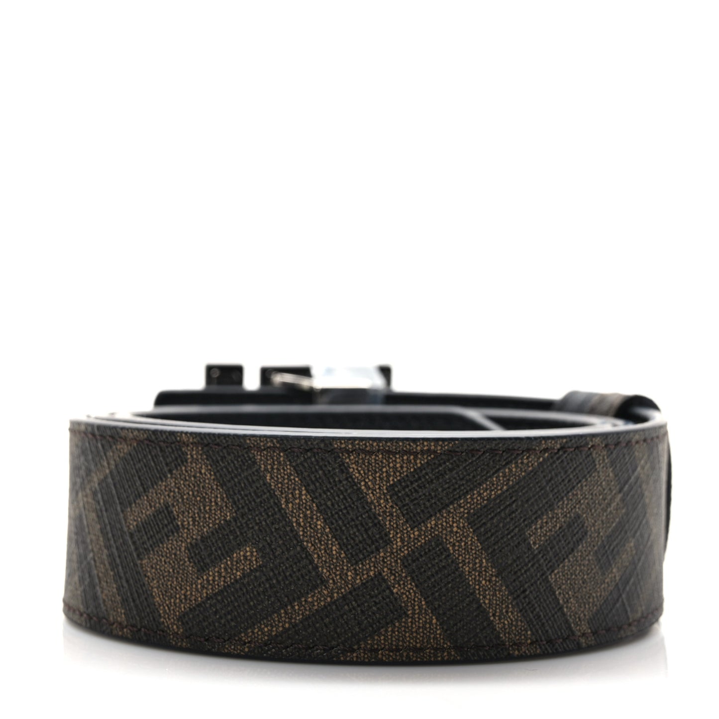 Cuoio Romano Glazed Fabric Enamel FF 1974 Reversible Belt 85 34 Black Tobacco