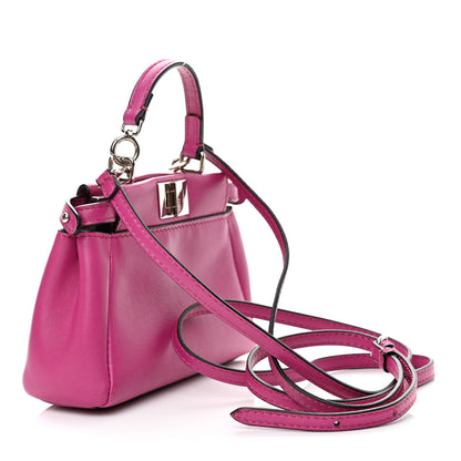 Fendi Nappa Micro Peekaboo Iconic Satchel Magenta 3 of 14