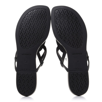 Hermes Rubber Womens Egerie Sandals 38 Black 5 of 8
