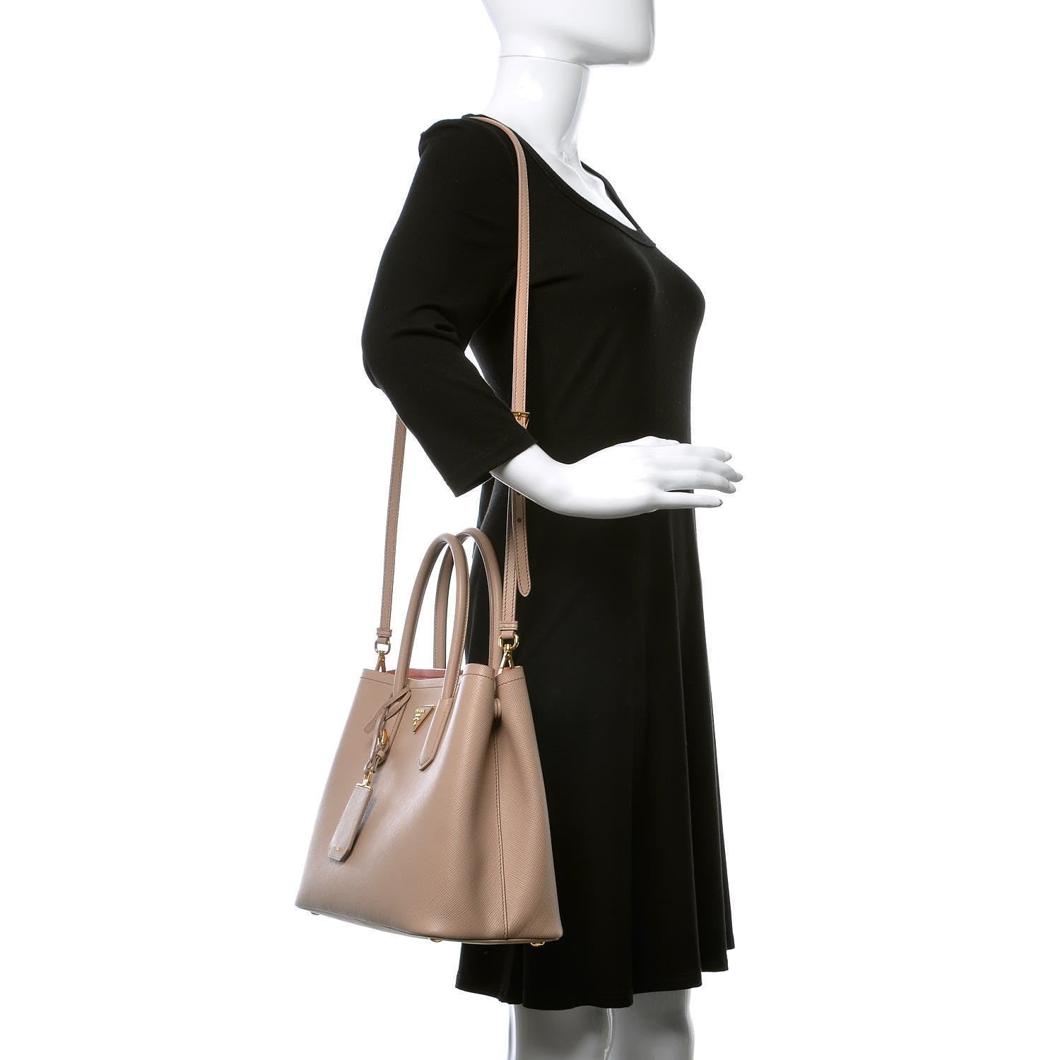 Prada Saffiano Cuir Medium Double Bag Cammeo Rosa 2 of 11