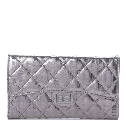 Chanel Metallic Striped Calfskin Reissue Wallet Dark Silver 1 of 8
