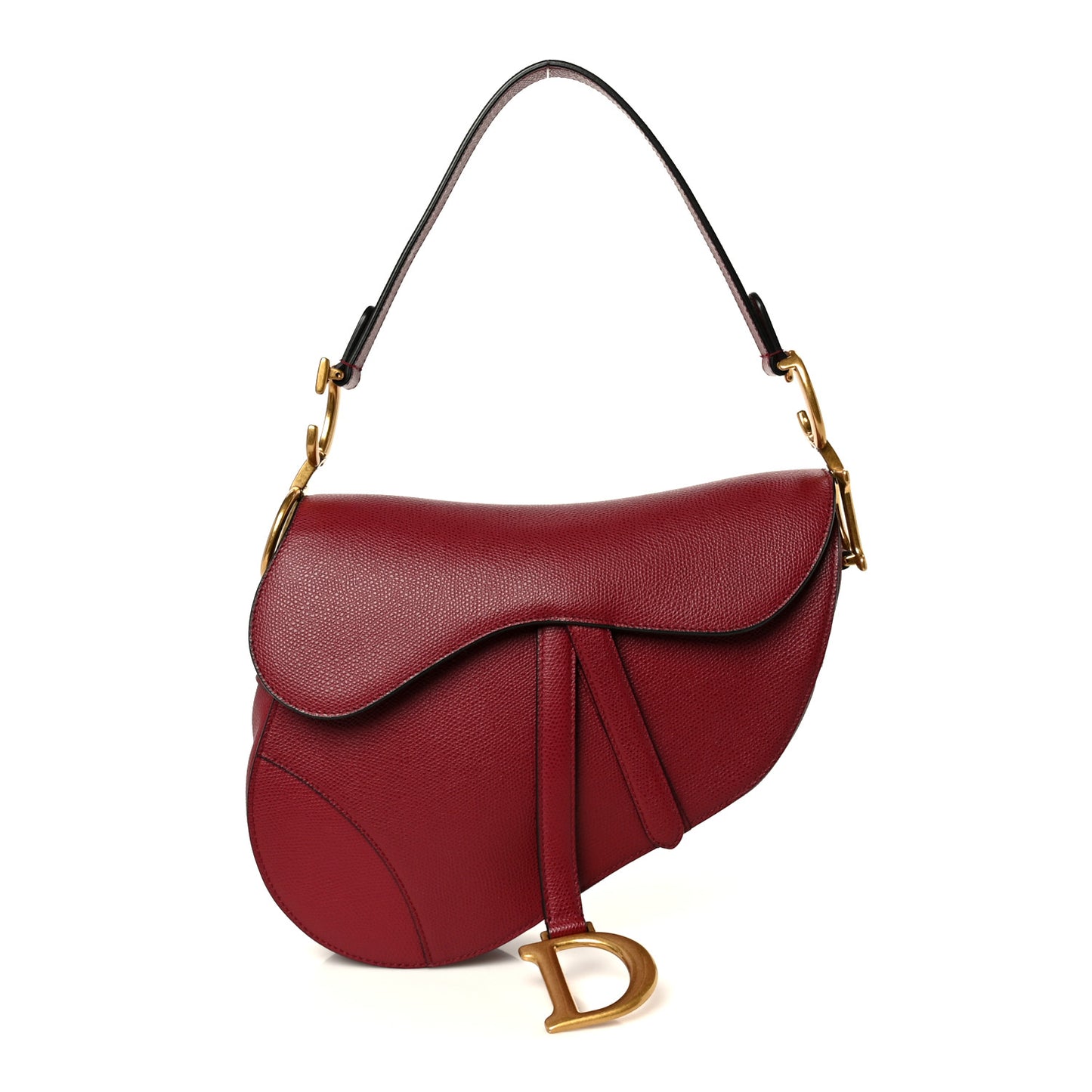 Grained Calfskin Saddle Bag Red
