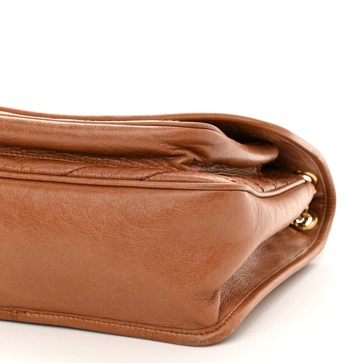 Crinkled Calfskin Matelasse Monogram Medium Niki Chain Satchel Caramel