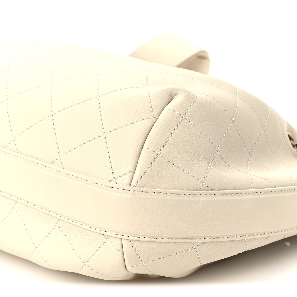 Calfskin Stitched Small Paris Rome Drawstring CC Bag White
