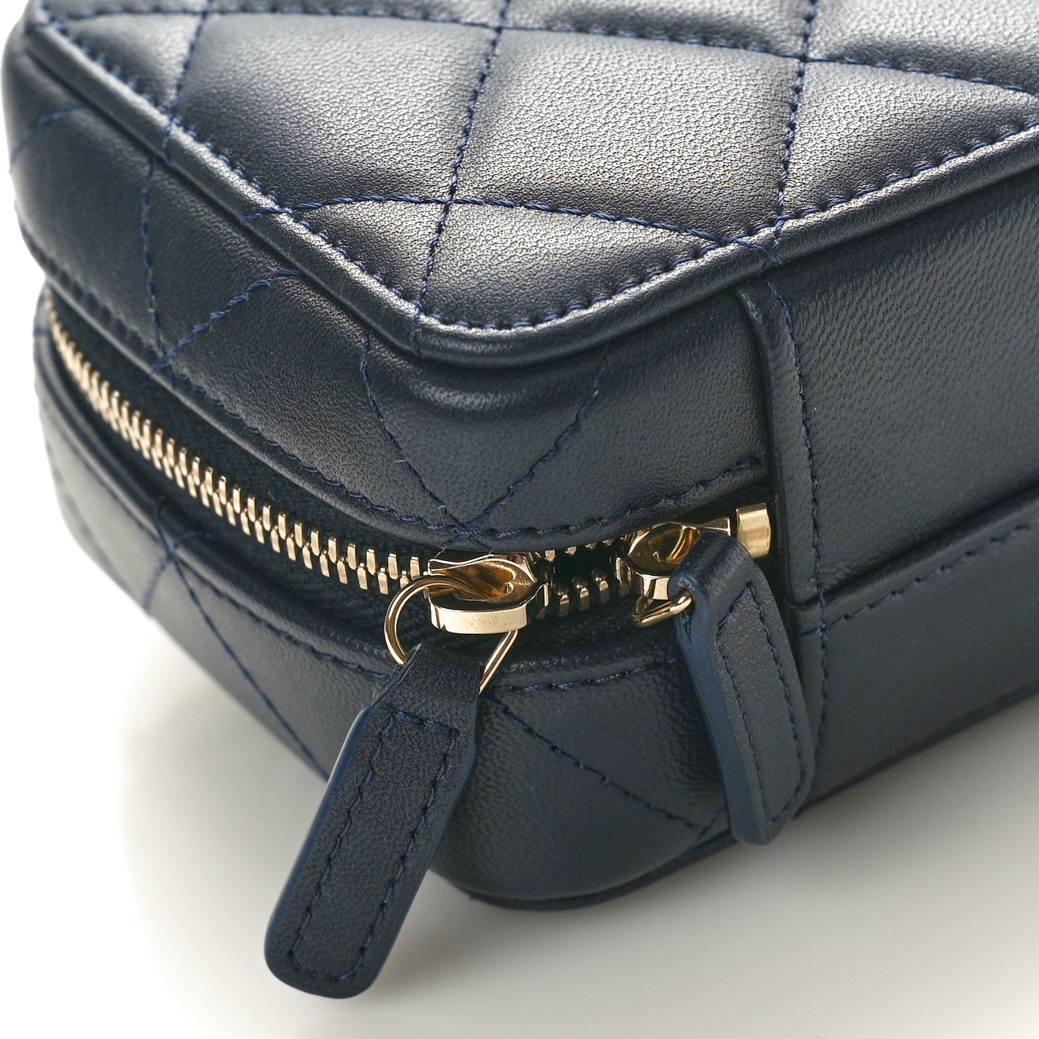 Chanel Lambskin Quilted Chain Top Handle Vanity Case Blue 9 of 10