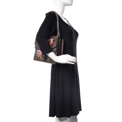 Gucci Calfskin Web Owl Embroidered Medium Dionysus Shoulder Bag New Acero Multicolor 2 of 17